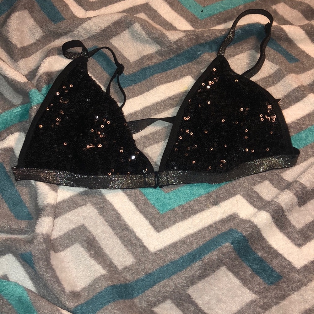 Victoria secret pink black sequin Bralette